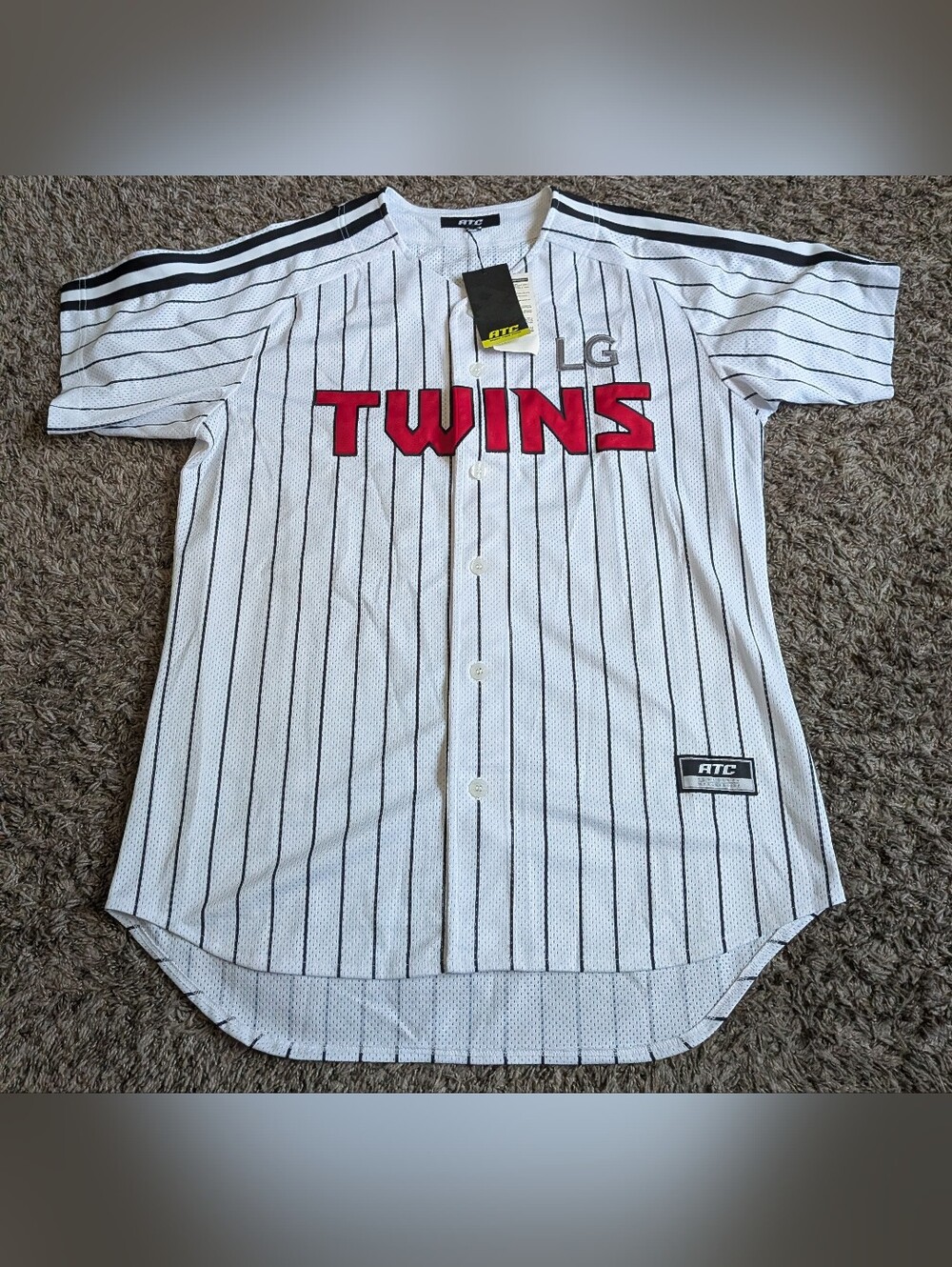 NWT ATC LG Twins Korean Baseball White Jersey Men's Sz 110 XL